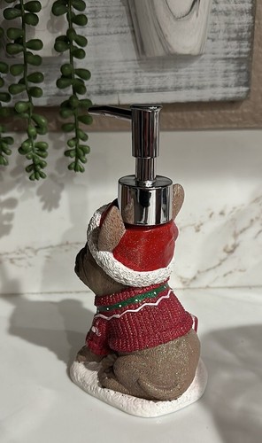 Französische Bulldogge Urlaub Weihnachten Pumpe Seifenspender - Bild 3 von 4