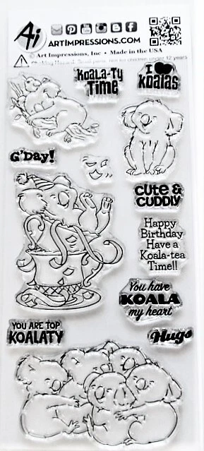 Juego de estampillas acrílicas transparentes Koalas Art Impressions Koala Bear 5386 ¡NUEVO! Foto 4 de 4
