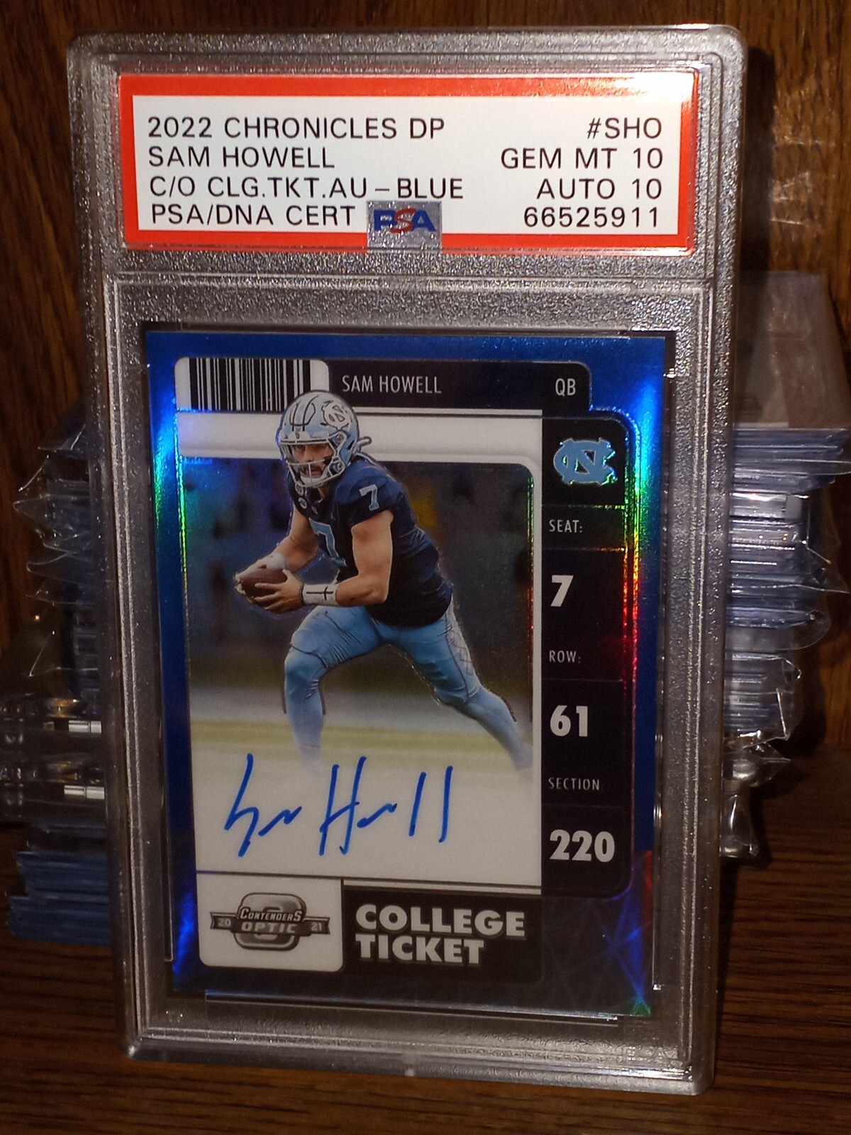 Sam Howell Panini Chronicles Draft Picks Contenders Optic College Ticket Autographs #SHO Blue