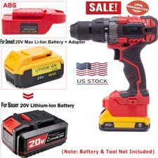 Adapter For Dewalt 20V MAX Li-Ion Battery Convert To for Bauer 20V Series Tools
