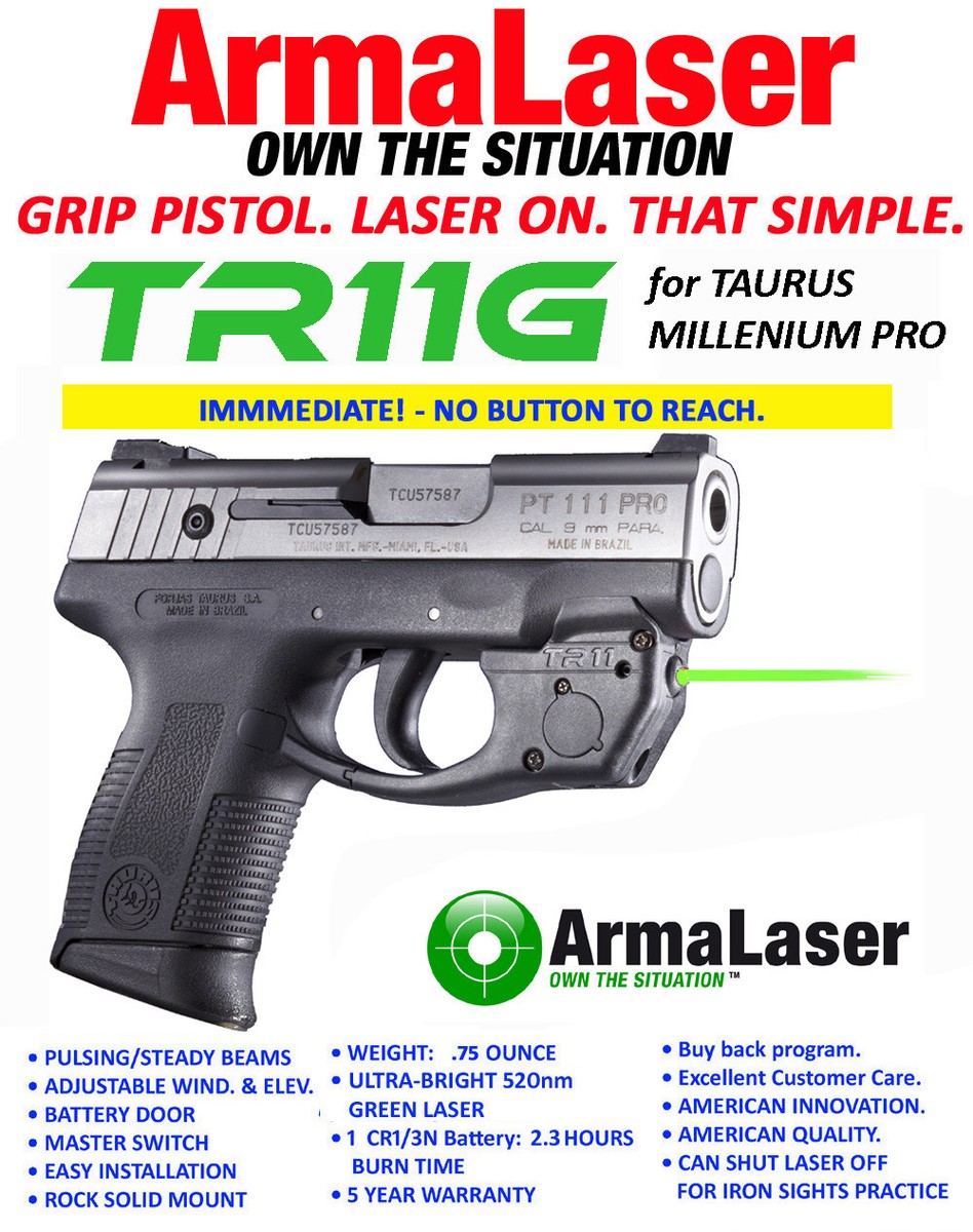 ArmaLaser TR14G Green Laser Sight For Kel Tec P11 - GripTouch Activation, Super Bright 520nm