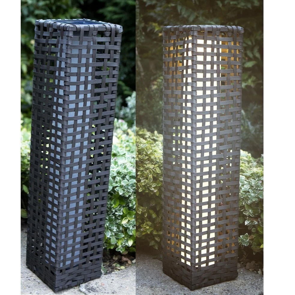 Solar rattan floor lamp deals