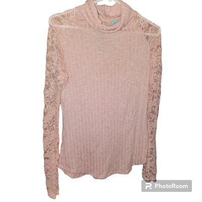 Filly Flair Turquiose Pink Lace Long Sleeve Rayon Blend Lace Sleeve L