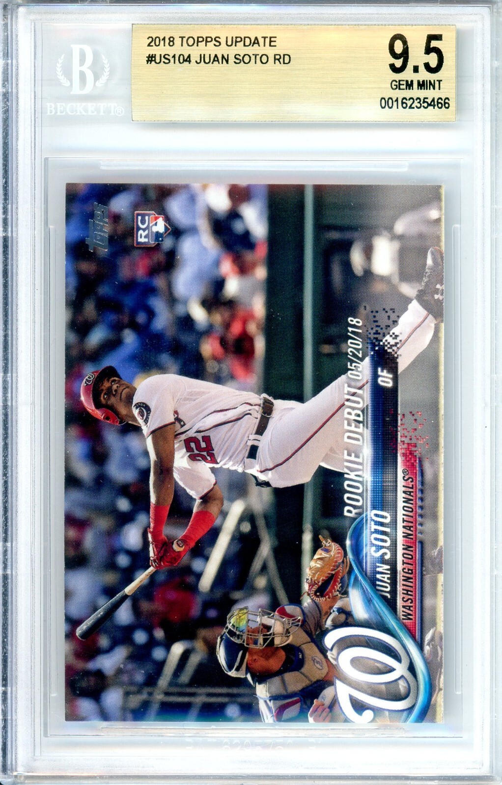 JUAN SOTO 2018 TOPPS UPDATE #US104 ROOKIE DEBUT BGS 9.5 ROOKIE CARD NATIONALS