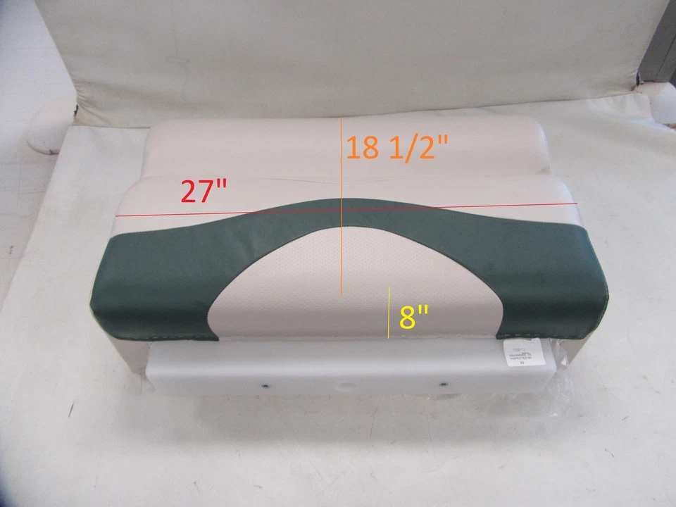 WISE PREMIER PONTOON 27" BENCH SEAT CUSHION SET BM1242-1032 CREAM / GREEN BOAT - Image 3 of 4