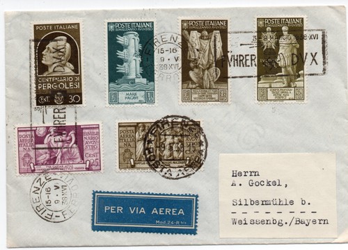 1938 REGNO AUGUSTO 6v. Firenze per Bayern annullo FYHRER /DUX