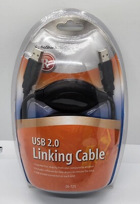 Radio Shack USB 2.0 Linking Cable 26-725 USB-A Male File Sharer Data Transfer 