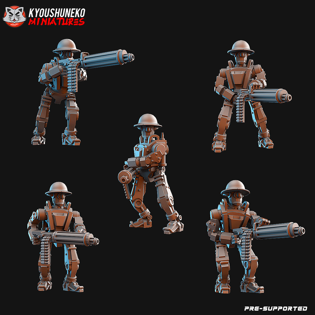 British Robot Mech Soldier Automaton, Steampunk Wargames