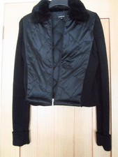 Bebe Black Down Filled Jacket With Real Fur Collar Size Medium