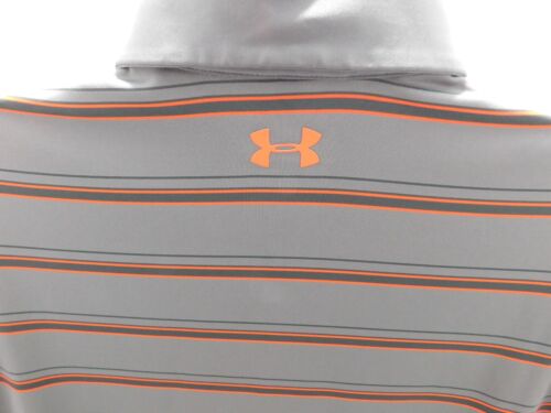 Under Armour Heatgear Golf Pullover Polo Shirt Men's Size Large Gray/Orange - Picture 5 of 7
