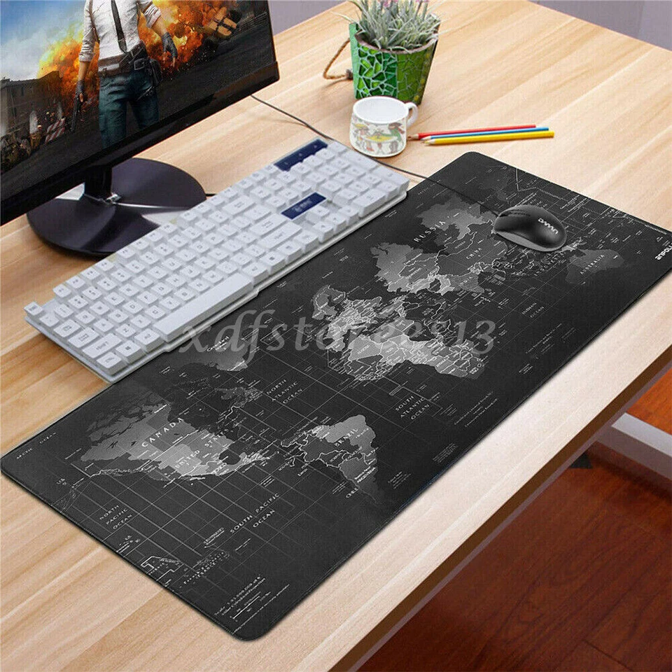 Gaming Mauspad XXL Anti-Rutsch Mousepad Schreibtisch Matte Weltkarte Design DE - Bild 2 von 4