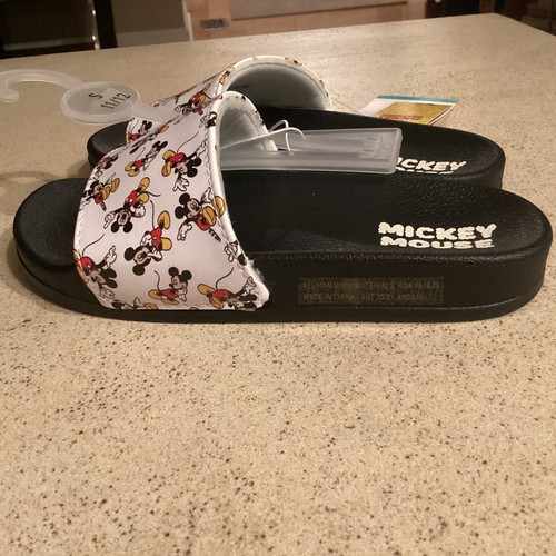 Kid’s Sandals Disney Mickey Mouse Size 11 /12 White/ Black Slides Slip-ons - Picture 4 of 6