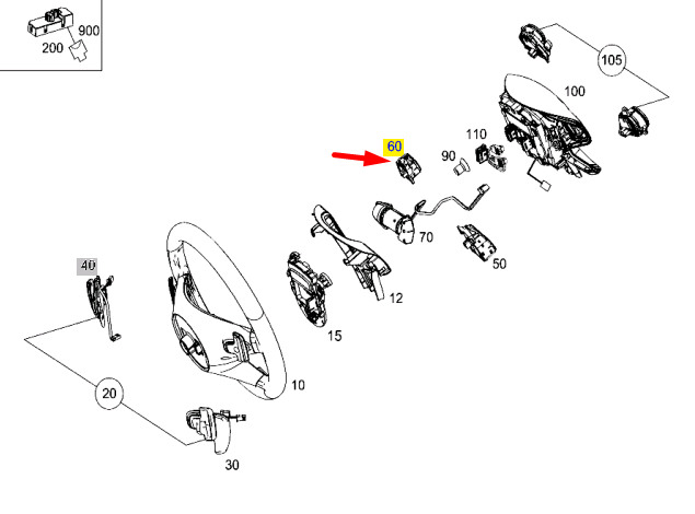 Neu MERCEDES-BENZ E-KLASSE W212 Lenkradswirk rechts A21854002628490 Original