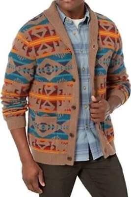 【GRANCY】DestructionDesign BigCardigan L Pendleton Women's Oversized Graphic Cardigan, Black/Taupe at