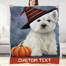 West Highland Terrier Dog Blanket Personalized Throw Woven Fleece Sherpa NWT