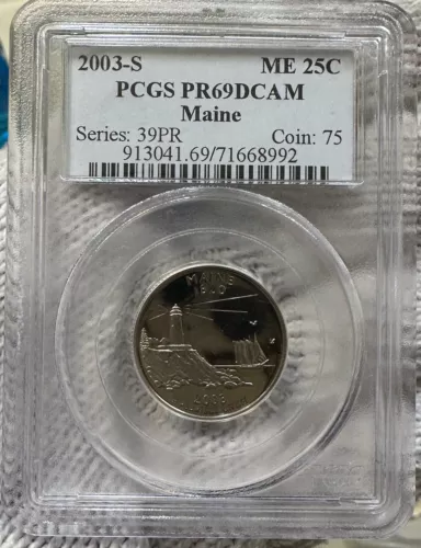 2003-S Clad Proof Maine State Quarter-PCGS PR 69 DCAM-State Flag