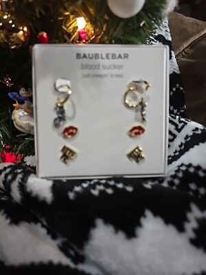 Baublebar Halloween Blood Sucker Earring Set Bats Vampire Fangs & Bite Me NEW