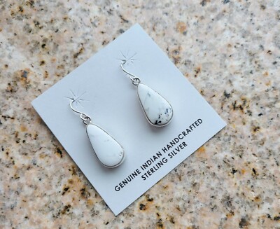 Native American White Buffalo Earrings, French Hook, New