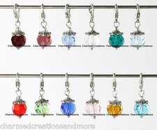 Birthstone Bead Lobster Clasp Clip Dangle Charm For Rolo Chain Knitting Markers