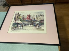 Lucien Delarue, Paris Moulin Rouge, Watercolor Reproduction