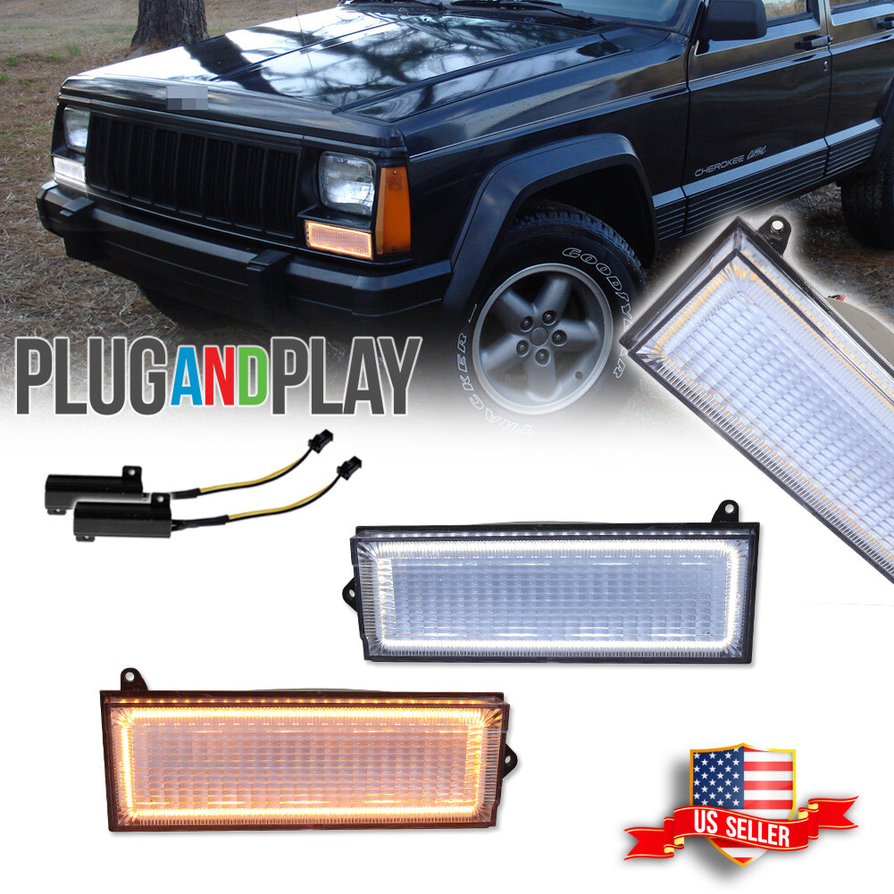 Switchback LED Front Turn Signal Lights For 84-96 Jeep Cherokee