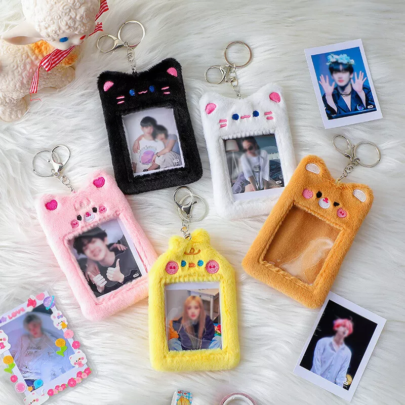 Plush Photocard Holder Kpop Idol Photo Case ID Card Cover Keychain