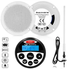 Boat Radio Waterproof Stereo Blutooth Audio + 120W 4 "Speakers + FM/AM Aerial