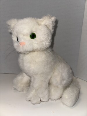 Russ Bianca White Cat Kitten Kitty Green Cat Whiskers Vintage Sitting 10  Tall