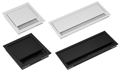 BMB Kabeldurchführung Eco Schreibtisch Kabeldurchlass schwarz weiß Metall eckig