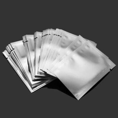 100Pcs Holographic Silver Rainbow Laser Foil Heat Seal Zip Lock Pouch Bag 7X10CM