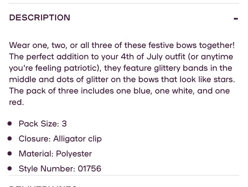 Claire’s Red, White, & Blue Glitter Bow Hair Clips - 3 Pack Mini Cheer Birthday - Image 3 of 4