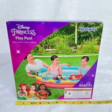 Disney Princess 48” 53gal Inflatable Swimming Pool Ages 2+ Ariel Belle Moana