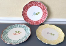 Set of 3~Susan Winget The Studio Desert Plates Shop Joy/Love/Cherish Scalloped
