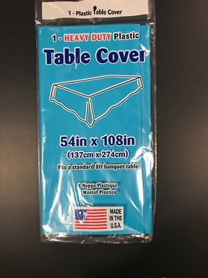 Plastic Table Covers 54x108'' Rectangle TABLE COVER Aqua Color
