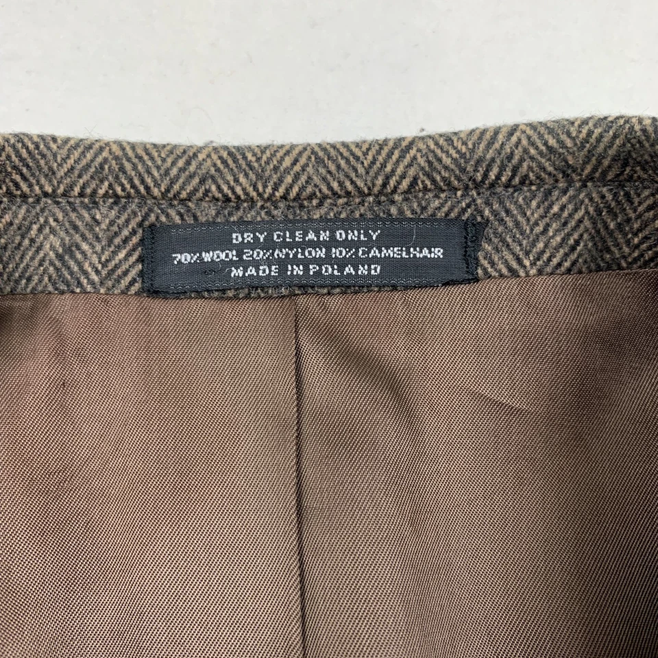 Blazer masculino John Weitz lã cabelo camelo espinha de peixe 42S jaqueta casaco preppy casual - Imagem 4 de 4