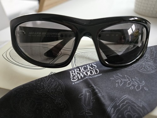 Akila Bricks & Wood Collab Sunglasses Lomita Wraparound Black 70s 90s Style - Picture 14 of 15