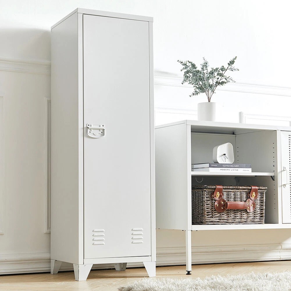 Single Door 2 3Tier Locker Metal File Cabinets Cupboard Wardrobe Side Cabinet