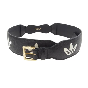 Gucci 625854 U4DAG 1061 ADIDAS Horsebit Logo Imprimé Ceinture Cuir 80cm Occasion LIFE 0