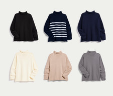 New Frank Eileen Monterey Rolled Funnel Neck Sweater Multiple Colors and Sizes