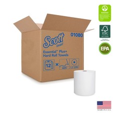 KIMBERLY CLARK 01080 Scott Essential Plus Roll Towel White 8"x425' 12/cs