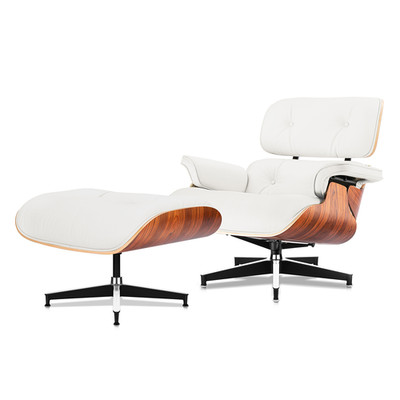 Classic Eams Lounge Chair & Ottoman Swivel Armchair Real Leather Walnut Rosewood