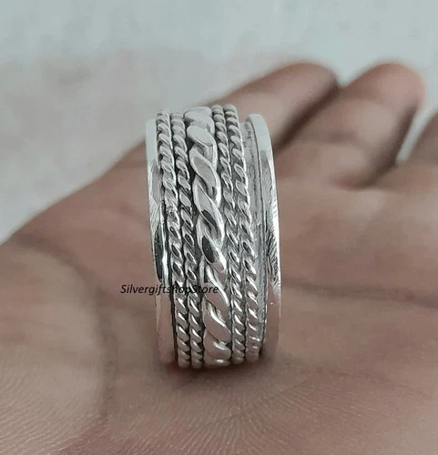 Silver Spinner Ring, Handmade Ring for Men or Women, Oxidized Anti-,  All size
