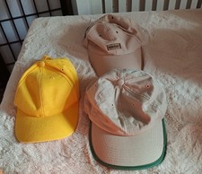 3x Baseball Caps 2x Toppers 1x Reebok Beige and Yellow One Size New