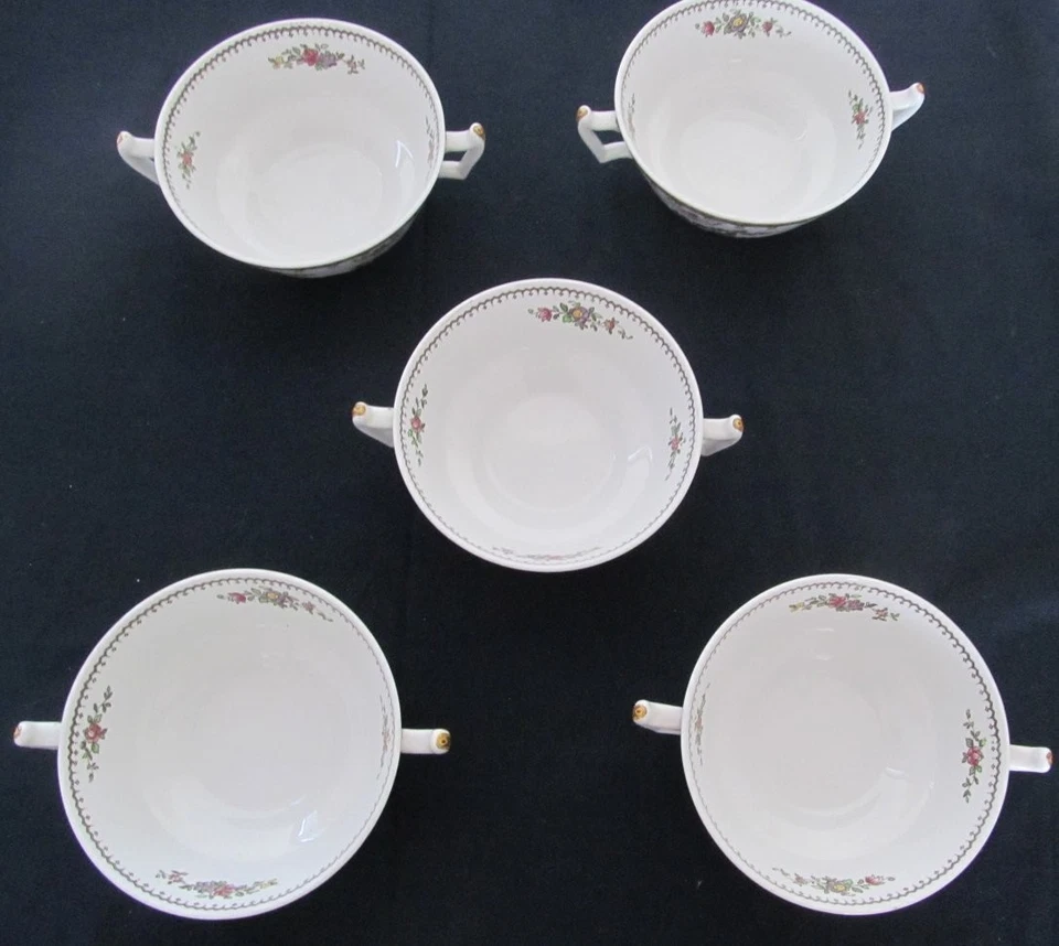 Five Vintage Copeland Spode CHELSEA Pattern Two Handled Soup Bowls - Image 2 of 4
