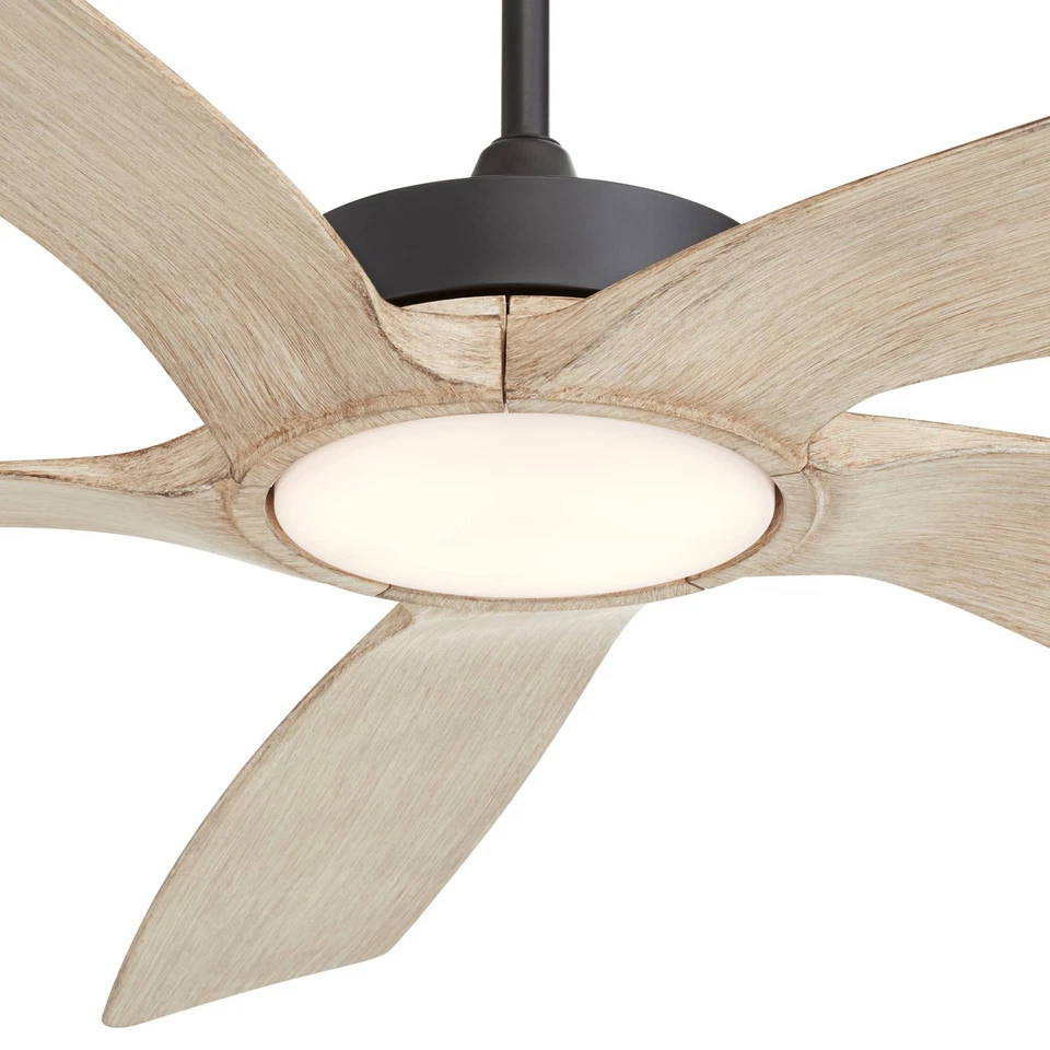 56" Casa Vieja Mach-5 Black and White Oak LED Damp Fan with Remote - Image 3 of 4