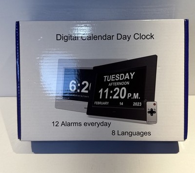 Jazeyeah Digital Large Print  Calendar Day Clock Seniors 6x3.5 Display Screen