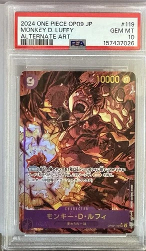 2024 One Piece Monkey D Luffy OP09-119 Japanese Alt Art PSA 10 SEC Gem Alternate
