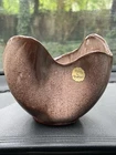 Vtg Frankoma Pottery Tan/Brown Freeform Handkerchief Bowl Planter MCM Ozark Find
