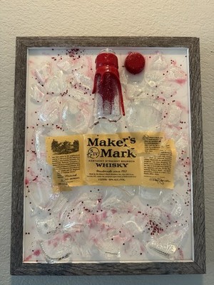 Makers Mark Bourbon/Whiskey Broken Bottle Art ONE OF A KIND!