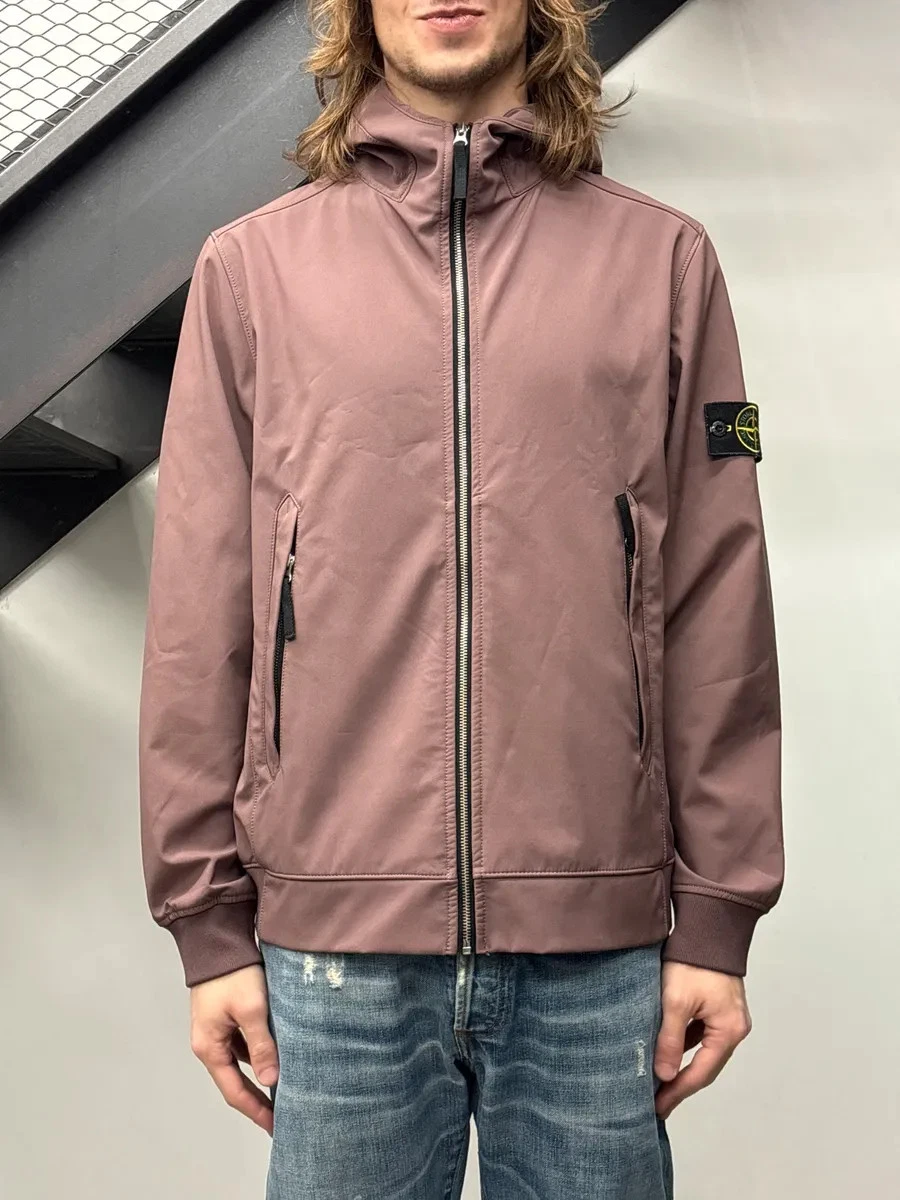 Stone Island Mauve Softshell Hooded Light Jacket (L) - product detail image 2